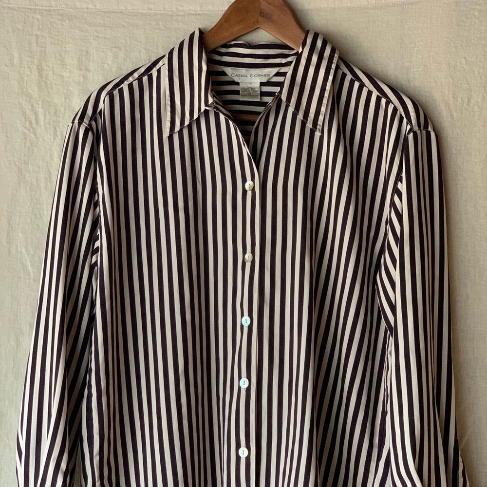 Casual Corner 100% silk striped blouse
